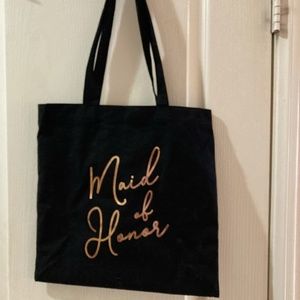 NWOT MAID OF HONOR TOTE BAG WITH ROSE GOLD LETTERING